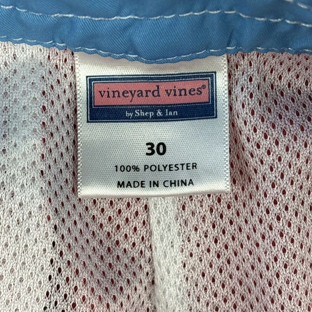 Vineyard Vines Mens Board Shorts 30 Pink Cargo Drawstring Swim Trunks Whale Logo